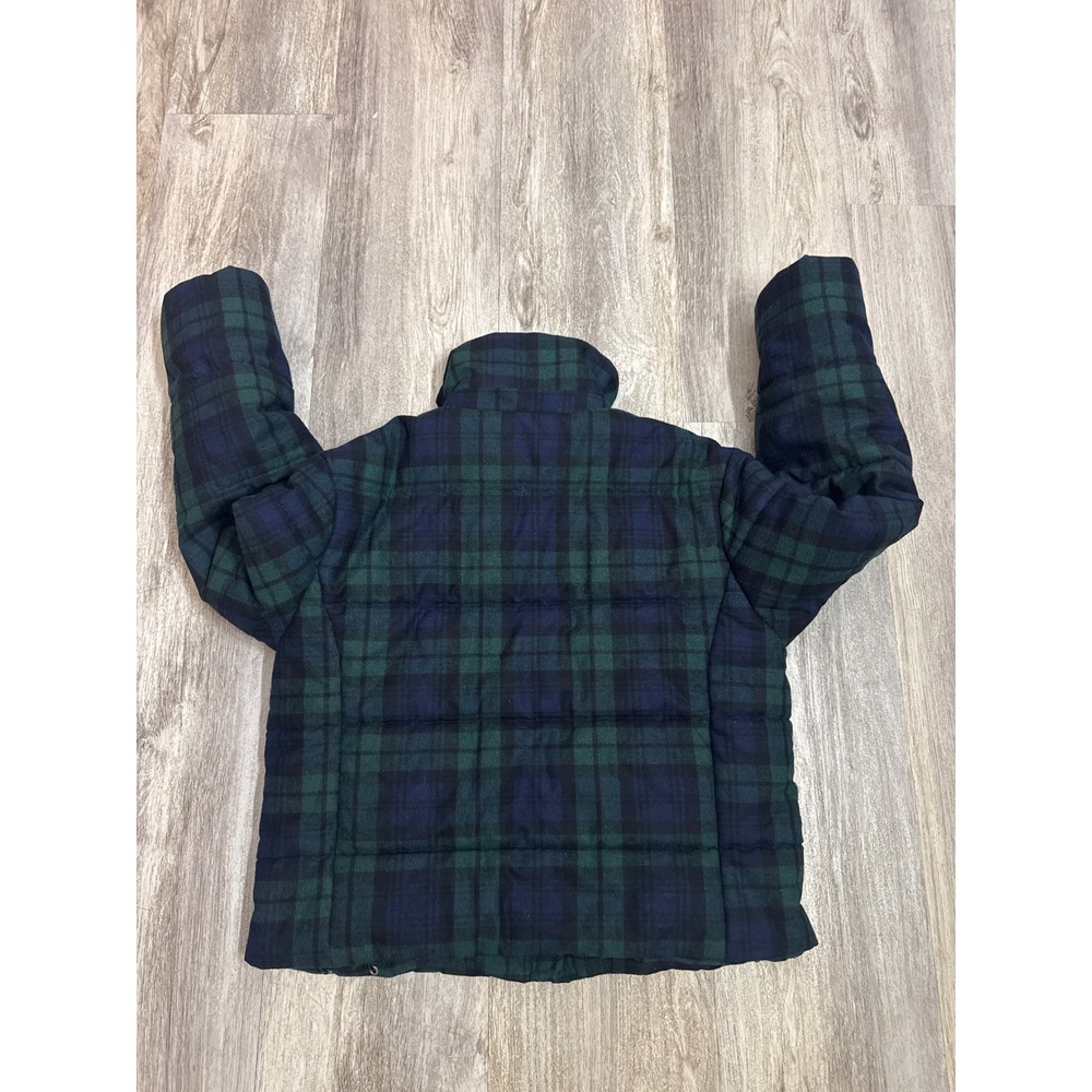 Sezane Java Puffer Navy Green Plaid Wool Blend Size 34FR US Small 2/4 - Picture 4 of 10